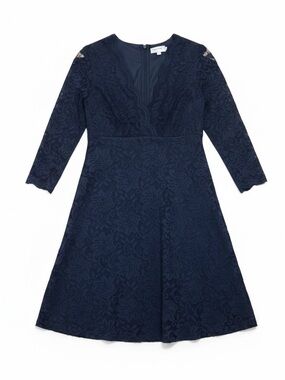 Flounce London Navy Blue 3/4 Sleeve Knee Length Lace Cocktail Dress Size 8